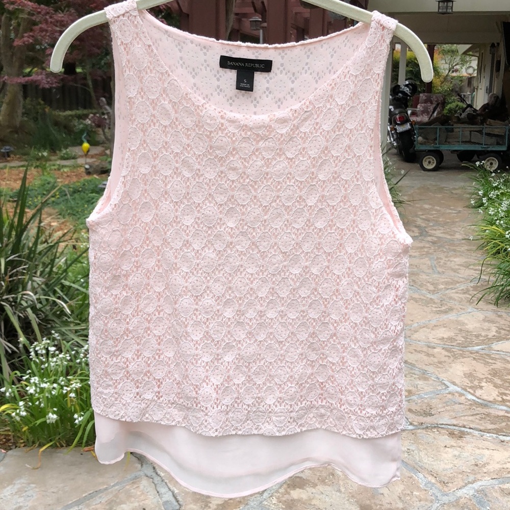 πΊ Banana Republic Pink Lace/Lined Tank Top Sz. S! - Picture 7 of 8